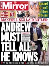 Daily Mirror (UK) Newspaper Front Page for 31 December 2021