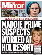 Daily Mirror (UK) Newspaper Front Page for 31 January 2014