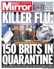 Daily Mirror (UK) Newspaper Front Page for 31 January 2020