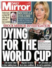 Daily Mirror (UK) Newspaper Front Page for 31 March 2014