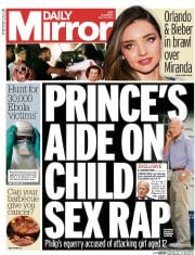 Daily Mirror (UK) Newspaper Front Page for 31 July 2014