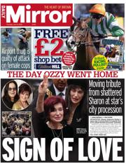 Daily Mirror front page for 31 July 2025