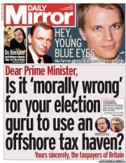 Daily Mirror (UK) Newspaper Front Page for 3 October 2013