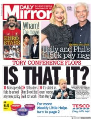 Daily Mirror (UK) Newspaper Front Page for 3 October 2019