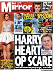 Daily Mirror Newspaper Front Page (UK) for 3 November 2011