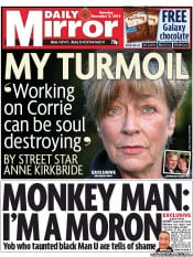 Daily Mirror (UK) Newspaper Front Page for 3 November 2012
