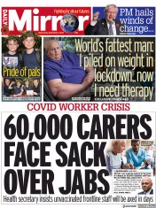 Daily Mirror (UK) Newspaper Front Page for 3 November 2021
