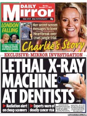 Daily Mirror Newspaper Front Page (UK) for 3 December 2012
