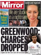 Daily Mirror (UK) Newspaper Front Page for 3 February 2023