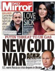 Daily Mirror Newspaper Front Page (UK) for 3 March 2014