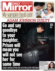 Daily Mirror (UK) Newspaper Front Page for 3 March 2016