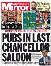 Daily Mirror (UK) Newspaper Front Page for 3 March 2021