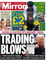 Daily Mirror front page for 3 April 2025