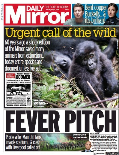 Daily Mirror Newspaper Front Page (UK) for 3 May 2021