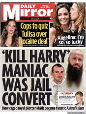 Daily Mirror (UK) Newspaper Front Page for 3 June 2013