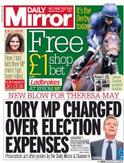 Daily Mirror (UK) Newspaper Front Page for 3 June 2017