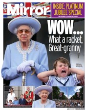 Daily Mirror (UK) Newspaper Front Page for 3 June 2022