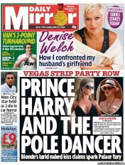 Daily Mirror (UK) Newspaper Front Page for 3 September 2012