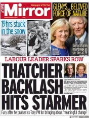 Daily Mirror front page for 4 December 2023