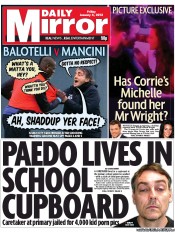 Daily Mirror Newspaper Front Page (UK) for 4 January 2013