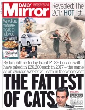 Daily Mirror (UK) Newspaper Front Page for 4 January 2017