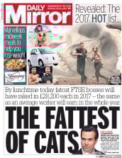 Daily Mirror (UK) Newspaper Front Page for 4 January 2017