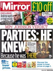 Daily Mirror (UK) Newspaper Front Page for 4 March 2023