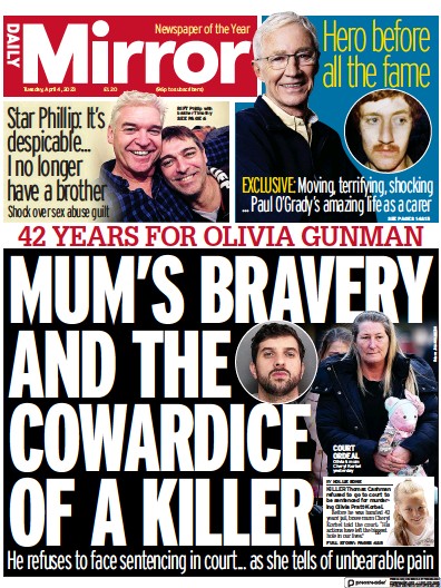 Daily Mirror Newspaper Front Page (UK) for 4 April 2023
