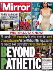 Daily Mirror (UK) Newspaper Front Page for 4 May 2022