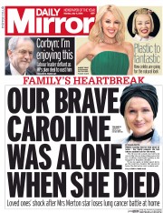 Daily Mirror (UK) Newspaper Front Page for 4 July 2016