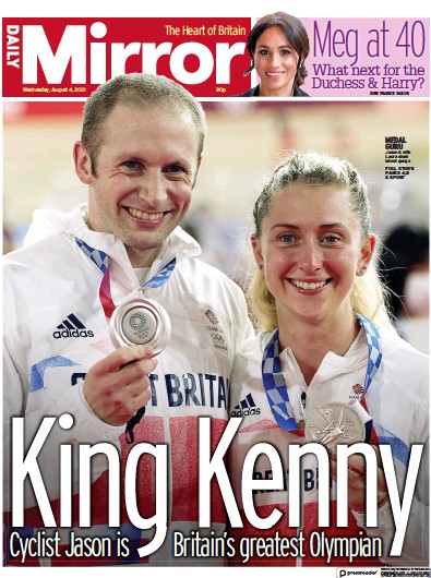 Daily Mirror Newspaper Front Page (UK) for 4 August 2021