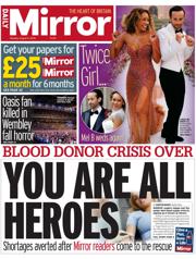 Daily Mirror front page for 4 August 2025