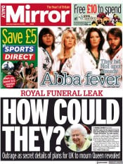 Daily Mirror (UK) Newspaper Front Page for 4 September 2021
