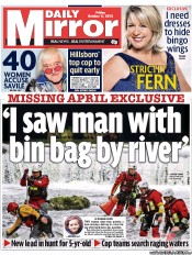Daily Mirror (UK) Newspaper Front Page for 5 October 2012