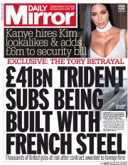 Daily Mirror (UK) Newspaper Front Page for 5 October 2016