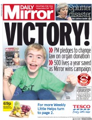 Daily Mirror (UK) Newspaper Front Page for 5 October 2017