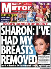 Daily Mirror (UK) Newspaper Front Page for 5 November 2012
