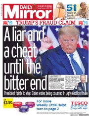 Daily Mirror (UK) Newspaper Front Page for 5 November 2020