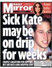 Daily Mirror Newspaper Front Page (UK) for 5 December 2012