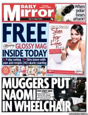 Daily Mirror (UK) Newspaper Front Page for 5 January 2013