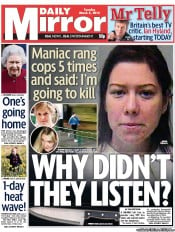 Daily Mirror (UK) Newspaper Front Page for 5 March 2013