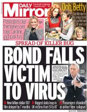 Daily Mirror (UK) Newspaper Front Page for 5 March 2020