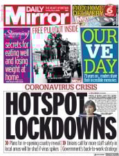 Daily Mirror (UK) Newspaper Front Page for 5 May 2020