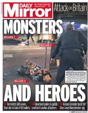 Daily Mirror (UK) Newspaper Front Page for 5 June 2017