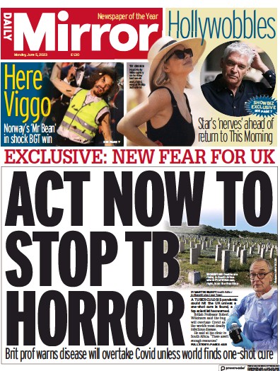 Daily Mirror Newspaper Front Page (UK) for 5 June 2023