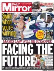 Daily Mirror (UK) Newspaper Front Page for 5 July 2021