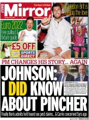 Daily Mirror (UK) Newspaper Front Page for 5 July 2022