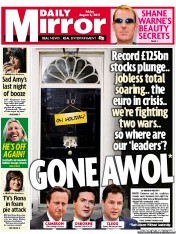 Daily Mirror (UK) Newspaper Front Page for 5 August 2011