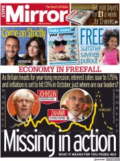 Daily Mirror (UK) Newspaper Front Page for 5 August 2022