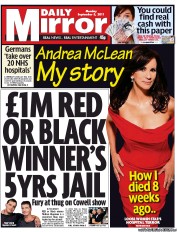 Daily Mirror (UK) Newspaper Front Page for 5 September 2011